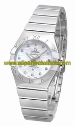 Omega Watches : 123.10.27.20.55.002 Automatic White Mother of Pearl Diamond Dial Date Stainless Steel Women Watch