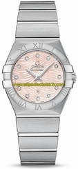 Omega Watches : 123.10.27.60.57.002 Quartz Pink Mother of Pearl Diamond Dial Stainless Steel (27mm) Women Watch