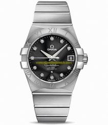Omega Watches : 123.10.38.21.51.001 38mm Automatic Co-Axial Chronometer Black Dial Stainless Steel Case, Diamonds On Hour Indices With Stainless Steel Bracelet Men Watch