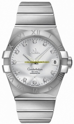 Omega Watches : 123.10.38.21.52.001 38mm Automatic Co-Axial Chronometer Silver Dial Stainless Steel Case, Diamonds On Hour Indices With Stainless Steel Bracelet Men Watch