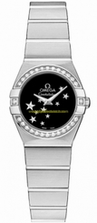 Omega Watches : 123.15.24.60.01.001 24mm Constellation Brushed Quartz Black Dial Stainless Steel Case, Diamonds On Bezel With Stainless Steel Case Women Watch
