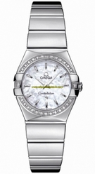 Omega Watches : 123.15.24.60.05.002 24mm Constellation Polished Quartz White Mother Of Pearl Dial Stainless Steel Case, Diamonds On Bezel With Stainless Steel Bracelet Women Watch