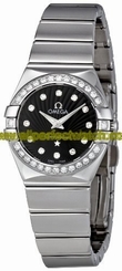 Omega Watches : 123.15.24.60.51.002 24mm Constellation Polished Quartz Black Dial Stainless Steel Case, Diamonds On Bezel With Stainless Steel Case Women Watch