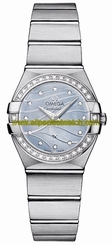 Omega Watches : 123.15.24.60.57.001 Quartz Blue Mother of Pearl Diamond Dial Diamond Bezel Stainless Steel Women Watch