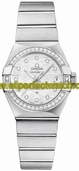 Omega Watches : 123.15.27.20.55.002 Automatic White Mother of Pearl Diamond Date Dial Diamond Bezel Stainless Steel Women Watch