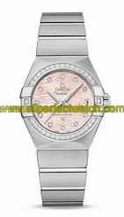 Omega Watches : 123.15.27.20.57.002 Automatic Pink Mother of Pearl Diamond Dial Date Diamond Bezel Stainless Steel Women Watch