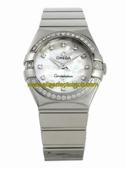 Omega Watches : 123.15.27.60.55.003 27mm Constellation Polished Quartz White Mother Of Pearl Dial Stainless Steel Case, Diamonds On Bezel And Hour Indices With Stainless Steel Bracelet Women Watch