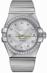 Omega Watches : 123.15.35.20.52.001 35mm Automatic Chronometer Silver Dial Stainless Steel Case, Diamonds With Stainless Steel Bracelet Men Watch