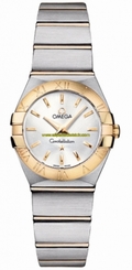 Omega Watches : 123.20.24.60.02.002 24mm Constellation Brushed Quartz Silver Dial Yellow Gold Case With Yellow Gold And Stainless Steel Bracelet Women Watch