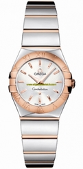 Omega Watches : 123.20.24.60.02.003 24mm Constellation Polished Quartz Silver Dial Rose Gold Case With Rose Gold And Stainless Steel Bracelet Women Watch