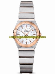 Omega Watches : 123.20.24.60.05.001 24mm Constellation Brushed Quartz White Mother Of Pearl Dial Rose Gold Case With Rose Gold And Stainless Steel Bracelet Women Watch