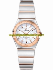 Omega Watches : 123.20.24.60.05.003 24mm Constellation Polished Quartz White Mother Of Pearl Dial Rose Gold Case With Rose Gold And Stainless Steel Bracelet Women Watch