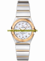 Omega Watches : 123.20.24.60.55.004 24mm Constellation Polished Quartz White Mother Of Pearl Rose Yellow Gold Case, Diamonds On Hour Indices With Rose Yellow Gold And Stainless Steel Bracelet Women Watch