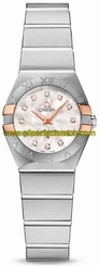 Omega Watches : 123.20.24.60.55.005 Quartz White Mother of Pearl Diamond Dial 18k Rose Gold and Stainless Steel Case Stainless Steel Bracelet Women Watch