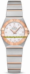 Omega Watches : 123.20.24.60.55.007 Quartz Mother of Pearl Diamond Dial 18k Rose Gold Bezel 18k Rose Gold and Stainless Steel Women Watch