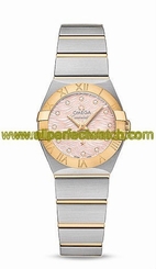 Omega Watches : 123.20.24.60.57.004 Quartz Pink Mother of Pearl Diamond Dial 18k Yellow Gold and Stainless Steel Bracelet Women Watch