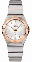 Omega Watches : 123.20.27.60.02.001 27mm Brushed Quartz Silver Dial Rose Gold Case With Rose Gold And Stainless Steel Bracelet Women Watch