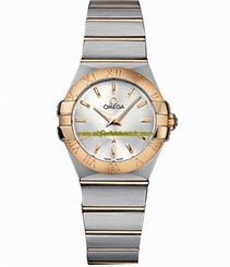 Omega Watches : 123.20.27.60.02.002 27mm Constellation Brushed Quartz Silver Dial Yellow Gold Case With Yellow Gold And Stainless Steel Bracelet Women Watch