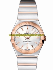 Omega Watches : 123.20.27.60.02.003 27mm Constellation Polished Quartz Silver Dial Rose Gold Case With Rose Gold And Stainless Steel Bracelet Women Watch