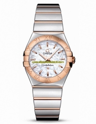 Omega Watches : 123.20.27.60.05.003 27mm Constellation Polished Quartz White Mother Of Pearl Dial Rose Gold Case With Rose Gold And Stainless Steel Bracelet Women Watch