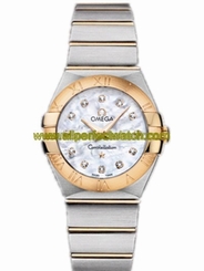 Omega Watches : 123.20.27.60.55.002 27mm Constellation Polished Quartz White Mother Of Pearl Dial Yellow Gold Case, Diamonds With Yellow Gold And Stainless Steel Bracelet Women Watch