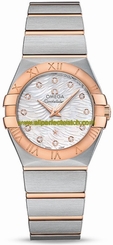 Omega Watches : 123.20.27.60.55.007 Quartz Mother of Pearl Diamond Dial 18k Rose Gold Bezel 18k Rose Gold and Stainless Steel (27mm) Women Watch