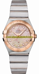 Omega Watches : 123.20.27.60.57.002 Quartz Rose Gold Mother of Pearl Dial 18k Rose Gold and Stainless Steel Bracelet Women Watch