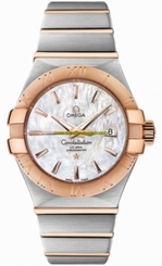 Omega Watches : 123.20.31.20.05.001 31mm Automatic Brushed Chronometer White Mother Of Pearl Dial Rose Gold Case With Rose Gold And Stainless Steel Bracelet Women Watch