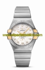 Omega Watches : 123.20.31.20.55.004 Automatic Chronometer White Mother of Pearl Diamond Dial 18k Yellow Gold and Stainless Steel Case Stainless Steel Bracelet (31mm) Women Watch