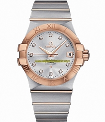 Omega Watches : 123.20.35.20.52.001 35mm Automatic Chronometer Silver Dial Rose Gold Case, Diamonds With Rose Gold And Stainless Steel Bracelet Men Watch