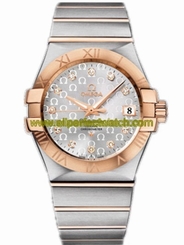 Omega Watches : 123.20.35.20.52.003 35mm Automatic Chronometer Silver Dial Rose Gold Case, Diamonds With Rose Gold And Stainless Steel Bracelet Men Watch