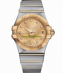Omega Watches : 123.20.35.20.58.001 35mm Automatic Chronometer Yellow Gold Dial And Case, Diamonds With Yellow Gold And Stainless Steel Bracelet Men Watch