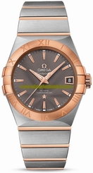 Omega Watches : 123.20.38.21.06.002 Automatic Chronometer Gray Dial Date 18k Rose Gold and Stainless Steel Bracelet (38mm) Men Watch