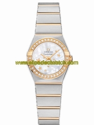Omega Watches : 123.25.24.60.05.001 24mm Constellation Brushed Quartz White Mother Of Pearl Dial Yellow Gold Case, Diamonds Yellow Gold And Stainless Steel Bracelet Women Watch