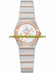 Omega Watches : 123.25.24.60.05.002 24mm Constellation Brushed Quartz White Mother Of Pearl Dial Yellow Gold Case, Diamonds Yellow Gold And Stainless Steel Bracelet Women Watch
