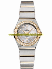 Omega Watches : 123.25.24.60.52.002 24mm Constellation Brushed Quartz Silver Dial Yellow Gold Case, Diamonds Yellow Gold And Stainless Steel Bracelet Women Watch
