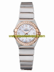 Omega Watches : 123.25.24.60.55.002 24mm Constellation Brushed Quartz White Mother Of Pearl Dial Rose Gold Case, Diamonds With Rose Gold And Stainless Steel Bracelet Women Watch