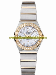Omega Watches : 123.25.24.60.55.004 24mm Constellation Brushed Quartz White Mother Of Pearl Dial Yellow Gold Case, Diamonds With Yellow Gold And Stainless Steel Bracelet Women Watch
