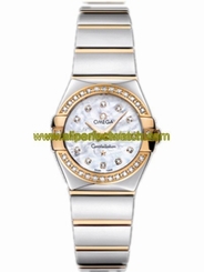 Omega Watches : 123.25.24.60.55.008 24mm Constellation Polished Quartz White Mother Of Pearl Dial Yellow Gold Case, Diamonds With Yellow Gold And Stainless Steel Bracelet Women Watch
