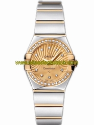 Omega Watches : 123.25.24.60.58.002 24mm Constellation Polished Quartz Champagne Gold Dial Case, Diamonds With Yellow Gold And Stainless Steel Bracelet Women Watch
