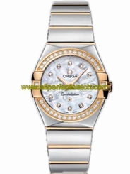 Omega Watches : 123.25.27.60.55.007 27mm Constellation Polished Quartz White Mother Of Pearl Dial Yellow Gold Case, Diamonds With Yellow Gold And Stainless Steel Bracelet Women Watch