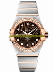 Omega Watches : 123.25.31.20.63.001 31mm Automatic Brushed Chronometer Brown Dial Rose Gold Case, Diamonds With Rose Gold And Stainless Steel Bracelet Women Watch