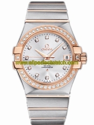 Omega Watches : 123.25.35.20.52.001 35mm Automatic Chronometer Silver Dial Rose Gold Case, Diamonds With Rose Gold And Stainless Steel Bracelet Men Watch