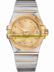 Omega Watches : 123.25.35.20.58.002 35mm Automatic Chronometer Champagne Gold Dial And Case, Diamonds With Yellow Gold And Stainless Steel Bracelet Men Watch