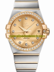 Omega Watches : 123.25.38.21.58.001 38mm Automatic Chronometer Champagne Gold Dial Yellow Gold Case, Diamonds With Yellow Gold And Stainless Steel Bracelet Men Watch