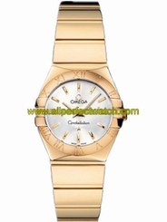 Omega Watches : 123.50.24.60.02.004 24mm Constellation Polished Quartz Silver Dial Yellow Gold Case And Bracelet Women Watch