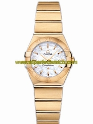 Omega Watches : 123.50.24.60.05.002 24mm Constellation Brushed Quartz White Mother Of Pear Dial Yellow Gold Case And Bracelet Women Watch