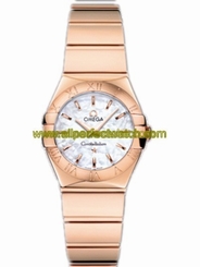 Omega Watches : 123.50.24.60.05.003 24mm Constellation Polished Quartz White Mother Of Pear Dial Rose Gold Case And Bracelet Women Watch