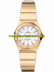 Omega Watches : 123.50.24.60.05.004 24mm Constellation Polished Quartz White Mother Of Pear Dial Yellow Gold Case And Bracelet Women Watch