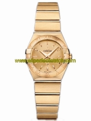 Omega Watches : 123.50.24.60.08.001 24mm Constellation Brushed Quartz Champagne Dial Yellow Gold Case And Bracelet Women Watch